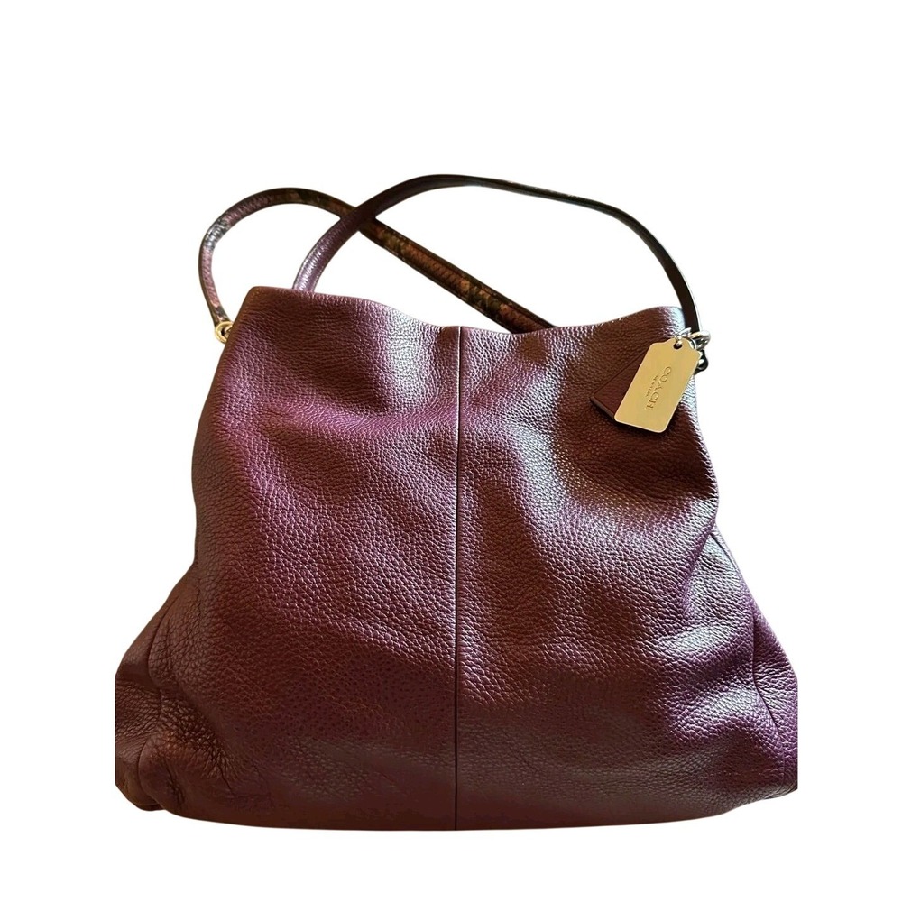 Coach Madison Phoebe Plum Pebbled Leather Hobo with Genuine Snakeskin Straps